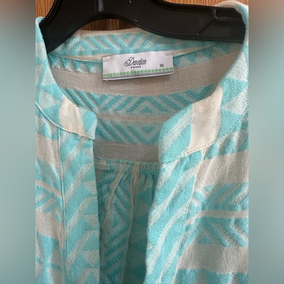 Devotion Twins Ella Embroidered Cotton Tunic Dress Neon Turquoise Blue White XS - Picture 6 of 8